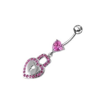 Stříbrný piercing do pupíku - visací zámek