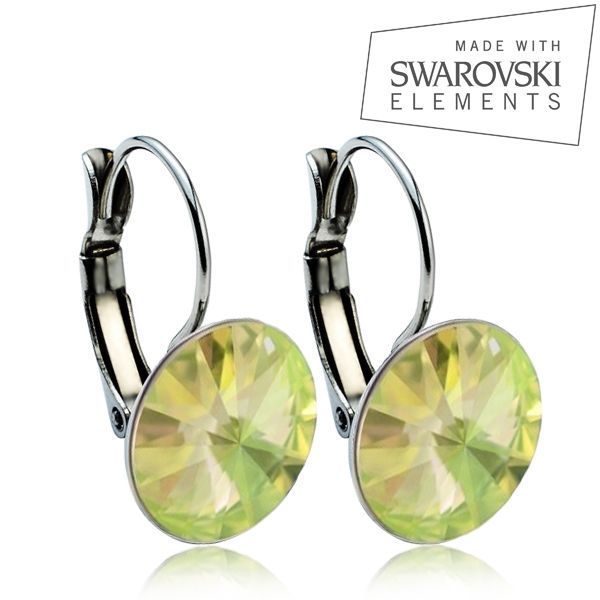 NUBIS Ocelové náušnice s krystaly Swarovski 12 mm, LUMINOUS GREEN - NBS12-LG