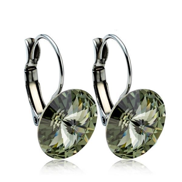 NUBIS Ocelové náušnice s krystaly Swarovski 12 mm, BLACK DIAMOND - NBS12-BD