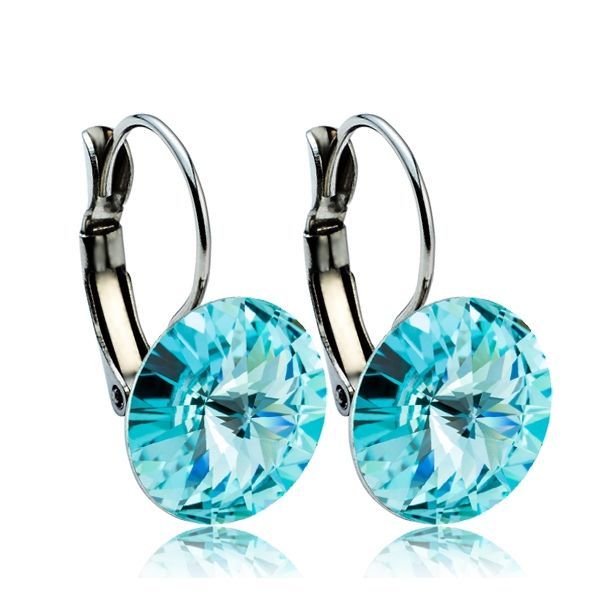 NUBIS Ocelové náušnice s krystaly Swarovski 12 mm, LIGHT TURQUOISE - NBS12-LT