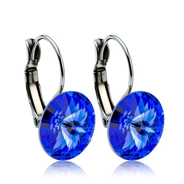 NUBIS Ocelové náušnice s krystaly Swarovski 12 mm, SAPPHIRE - NBS12-SP