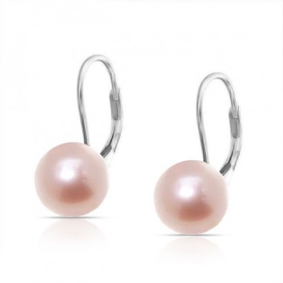 Stříbrné perlové náušnice - přírodní růžové perly 9 mm