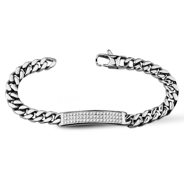 S4U Pánský ocelový náramek se zirkony, šíře 8 mm - OPA2059