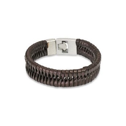 Kožený náramek proplétaný hnědý