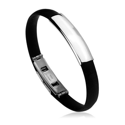 Kaučukový náramek s ocelovou destičkou - OPA1279