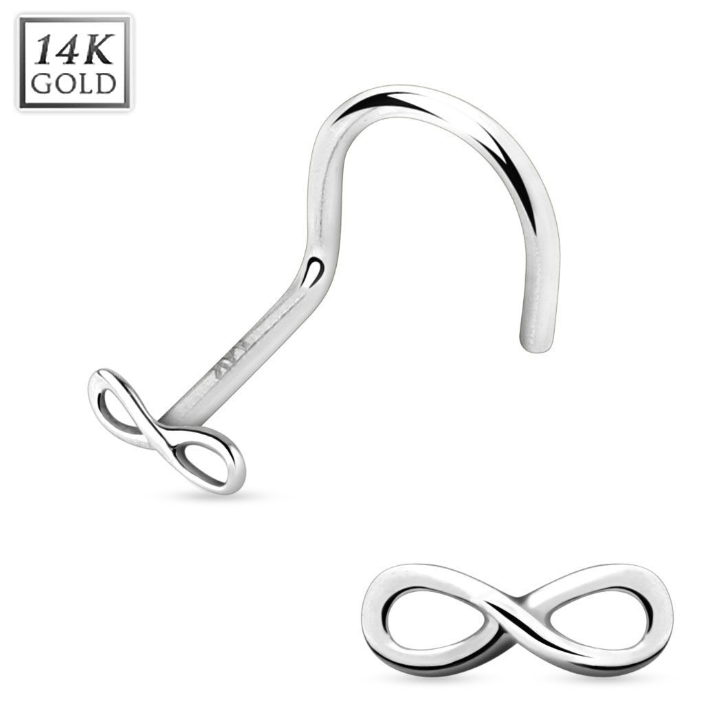 Levně Zlatý piercing do nosu - infinity - nekonečno, Au 585/1000 - ZL01036-WG