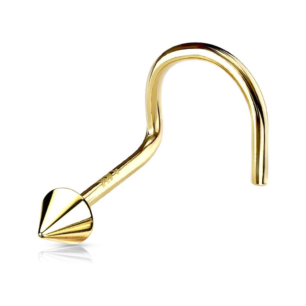 Levně Zlatý piercing do nosu - špička, Au 585/1000 - ZL01116-YG