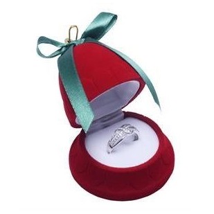 Vánoční dárková krabička na prsten - zvonek červený