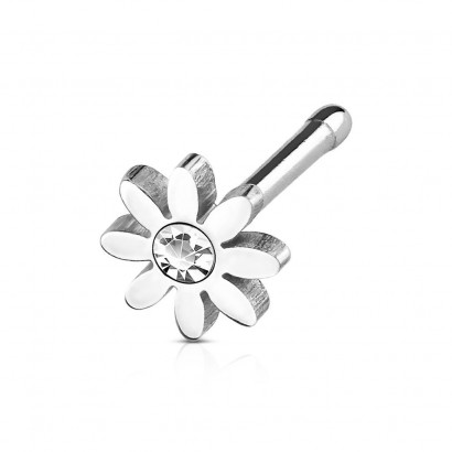 Piercing do nosu kytička s čirým kamínkem