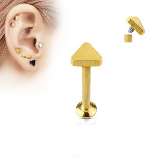 Zlacený piercing do brady - labreta 1,2 x 6 mm, trojúhelník