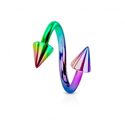 Piercing spirála duhová 1,2 x 10 mm