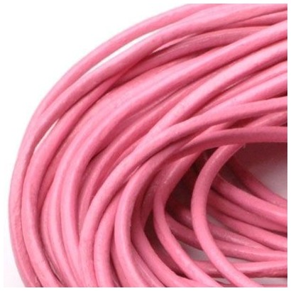 Kožená šňůrka kulatá sytě růžová, tl. 2 mm