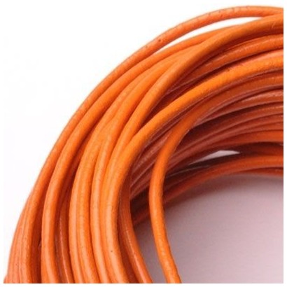 Kožená šňůrka kulatá oranžová, tl. 2 mm