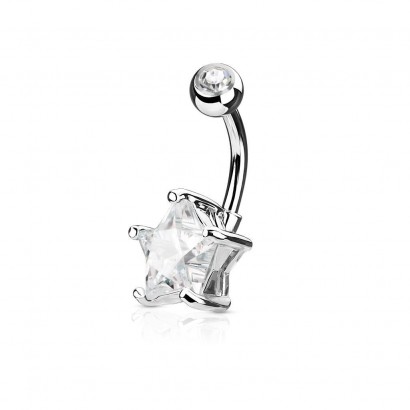 Piercing do pupíku hvězda, čirý kámen 10 mm