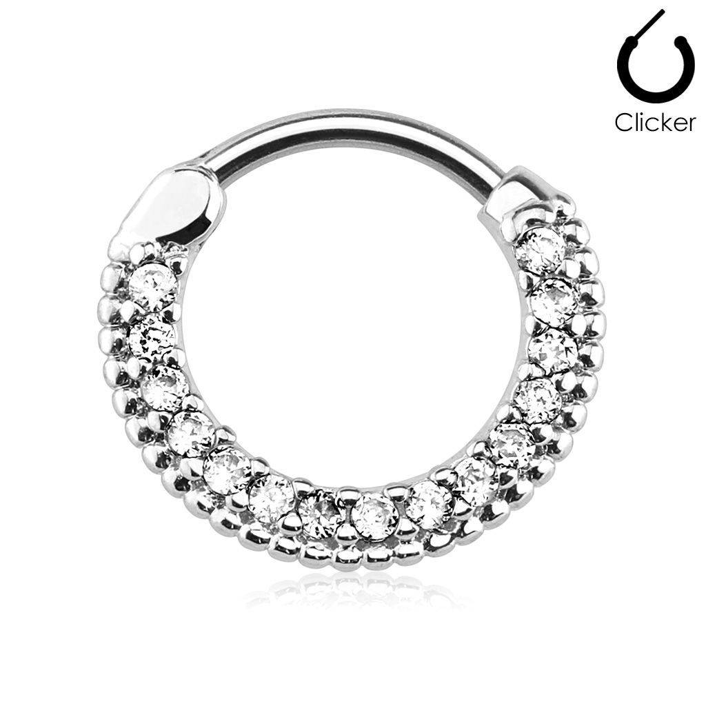 Levně Piercing do nosu - septum, čiré kamínky - NS0031-C