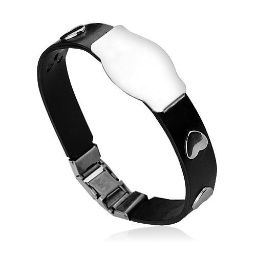 S4U Kaučukový náramek se srdíčky - OPA1277