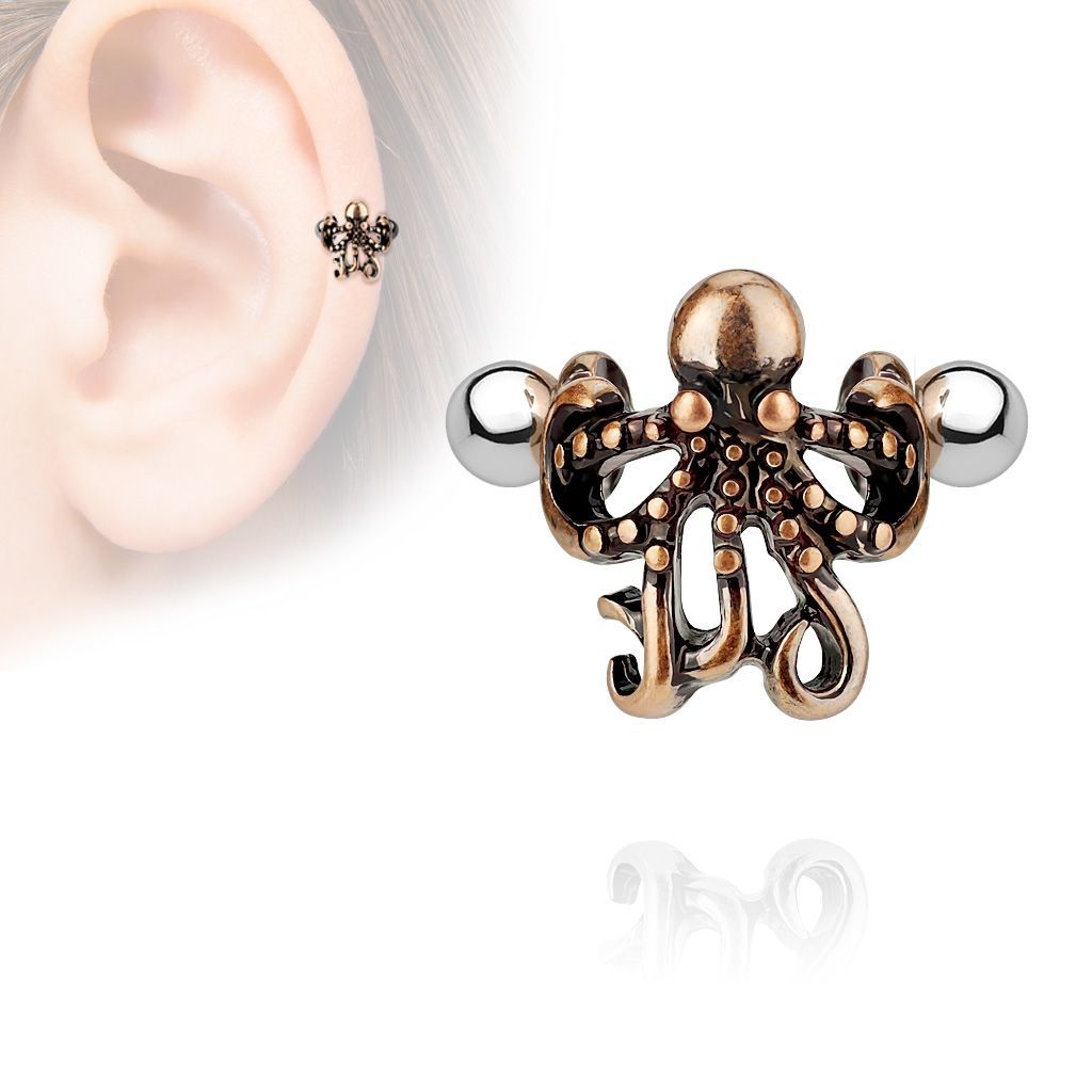 Levně S4U Cartilage piercing do ucha - chobotnice - CP1024