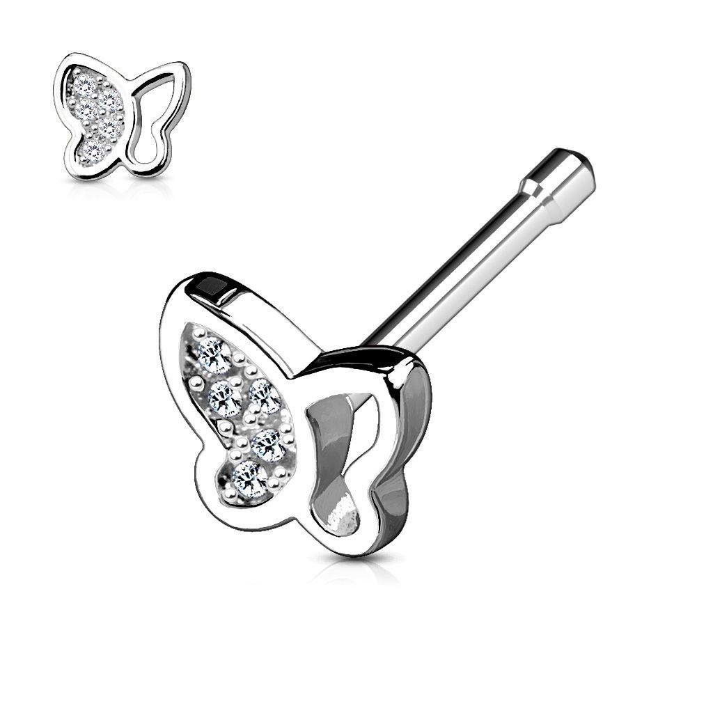 Levně S4U Piercing do nosu - motýlek - N0049-ST