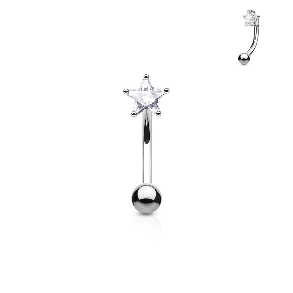 Levně Piercing do obočí - zirkon, čirá barva - OB1004-C