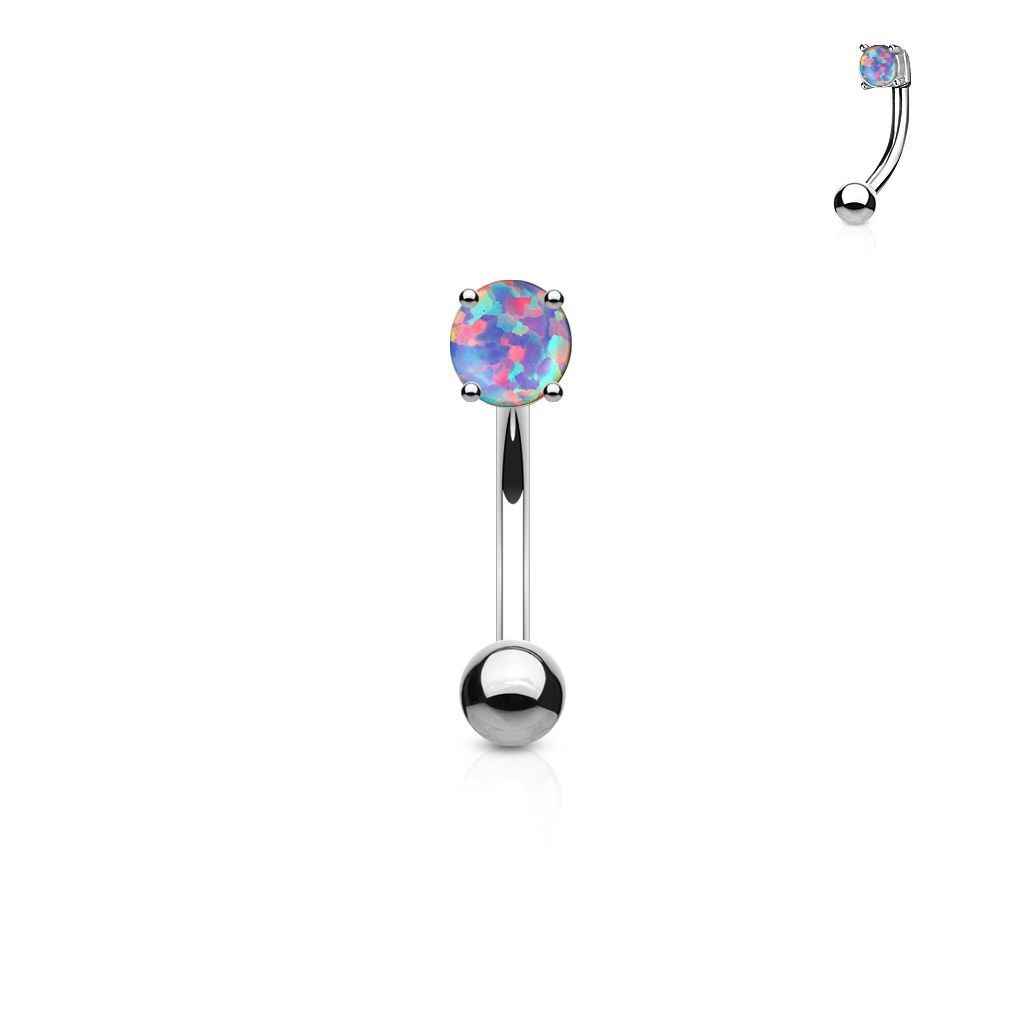 Levně Piercing do obočí - opál, fialová barva