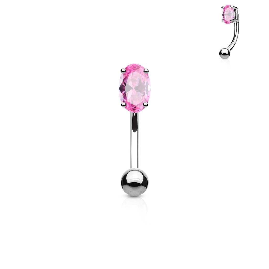 Levně Piercing do obočí - zirkon, růžová barva