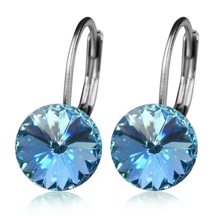 NUBIS Ocelové náušnice s krystaly Swarovski, AQUAMARINE - NBS08-AQ
