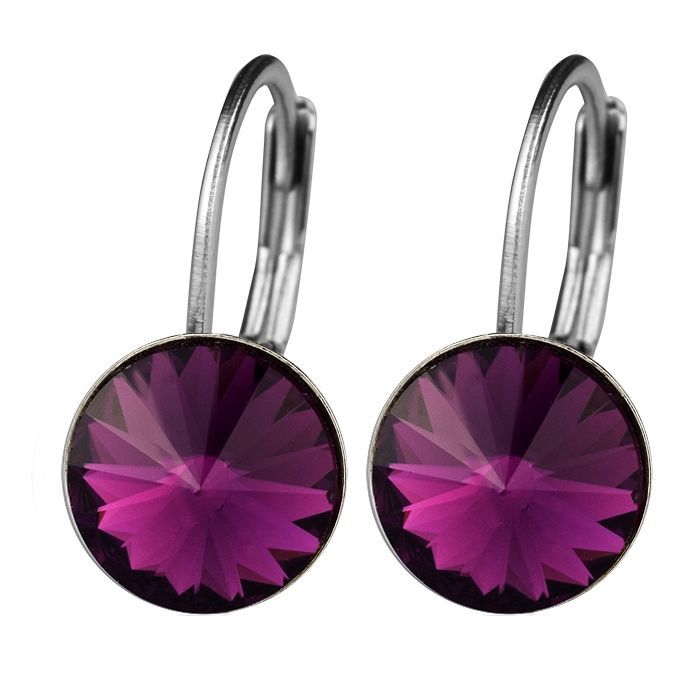 NUBIS Ocelové náušnice s krystaly Swarovski, AMETHYST - NBS08-AM