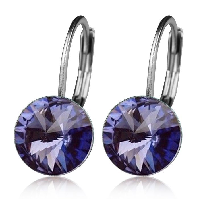NUBIS Ocelové náušnice s krystaly Swarovski, TANZANITE - NBS08-TZ