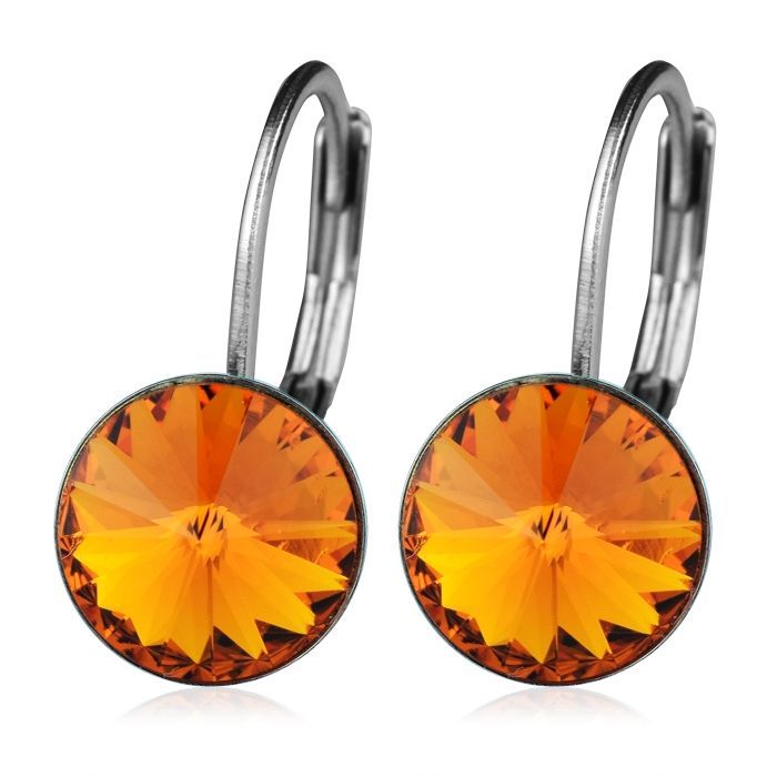 NUBIS Ocelové náušnice s krystaly Swarovski, TANGERINE - NBS08-TG