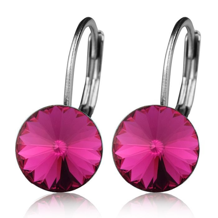 NUBIS Ocelové náušnice s krystaly Swarovski, FUCHSIA - NBS08-FU