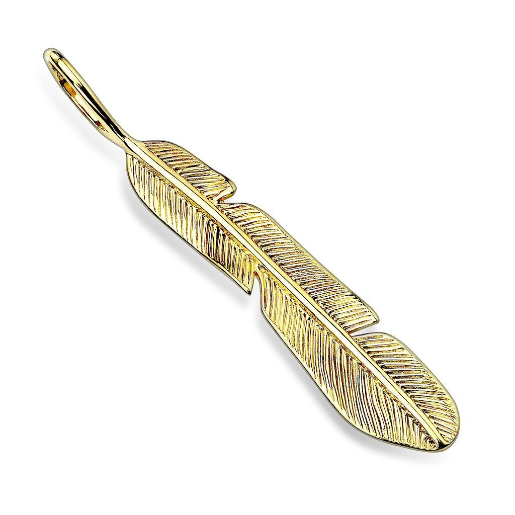 S4U Zlacený ocelový přívěsek peříčko - OPP1116-GD