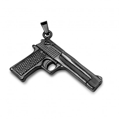 Černý ocelový přívěsek pistole