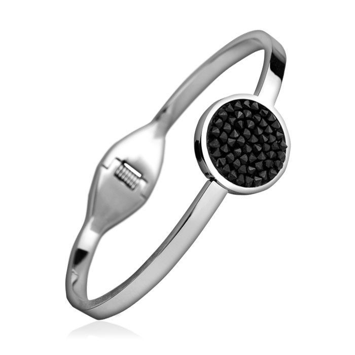 NUBIS Ocelový náramek s krystaly Crystals from Swarovski BLACK JET - LV7001-JET