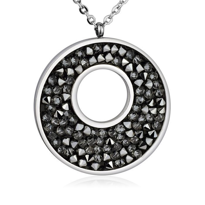 Levně NUBIS Ocelový náhrdelník s krystaly Crystals from Swarovski, GREY METALISEÉ - LV5001-GME