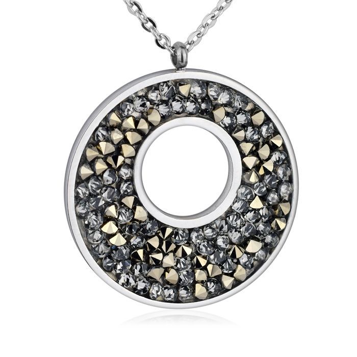 Levně NUBIS Ocelový náhrdelník s krystaly Crystals from Swarovski, GOLDEN CHOCOLATE - LV5001-GCH