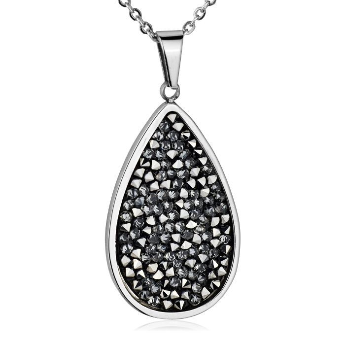 NUBIS Ocelový náhrdelník s krystaly Crystals from Swarovski, GREY METALISEÉ - LV5004-GME