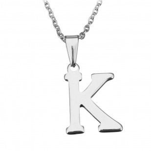 Ocelový řetízek s přívěskem iniciála ”K”