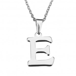 Ocelový řetízek s přívěskem iniciála ”E”