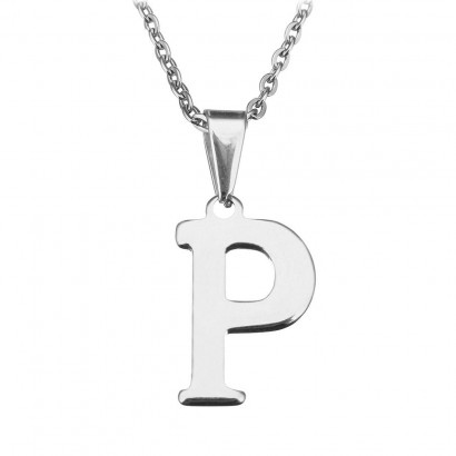 Ocelový řetízek s přívěskem iniciála ”P”