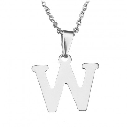 Ocelový řetízek s přívěskem iniciála ”W”