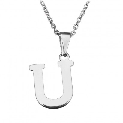 Ocelový řetízek s přívěskem iniciála ”U”