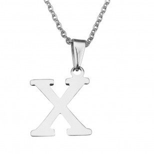 Ocelový řetízek s přívěskem iniciála ”X”