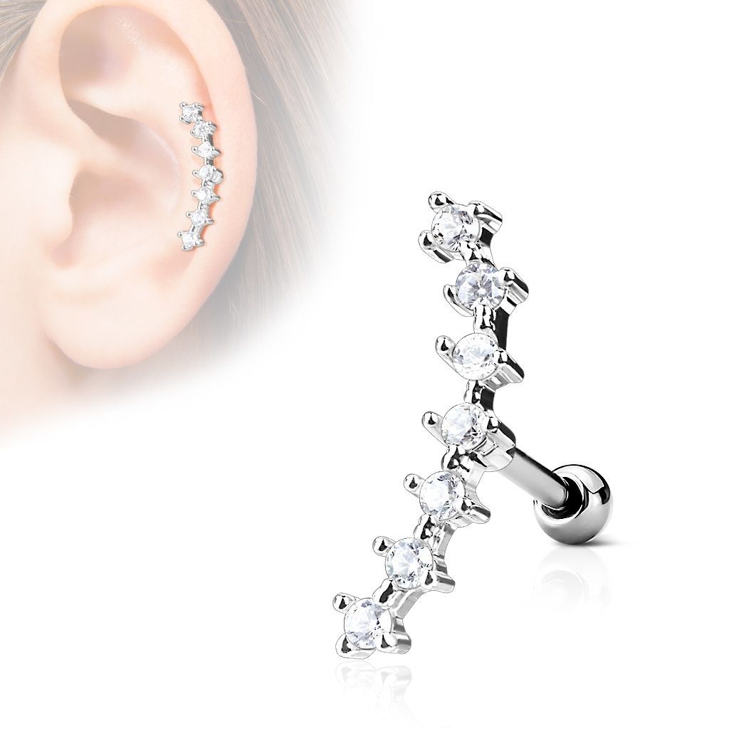 Levně Cartilage piercing do ucha - čiré kamínky