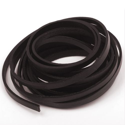 S4U Kožená šňůrka plochá tmavě hnědá, šíře 5 mm - LR7002-BR