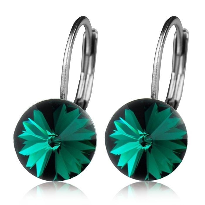 S4U Ocelové náušnice - Emerald, 8 mm - NBSS08-EM
