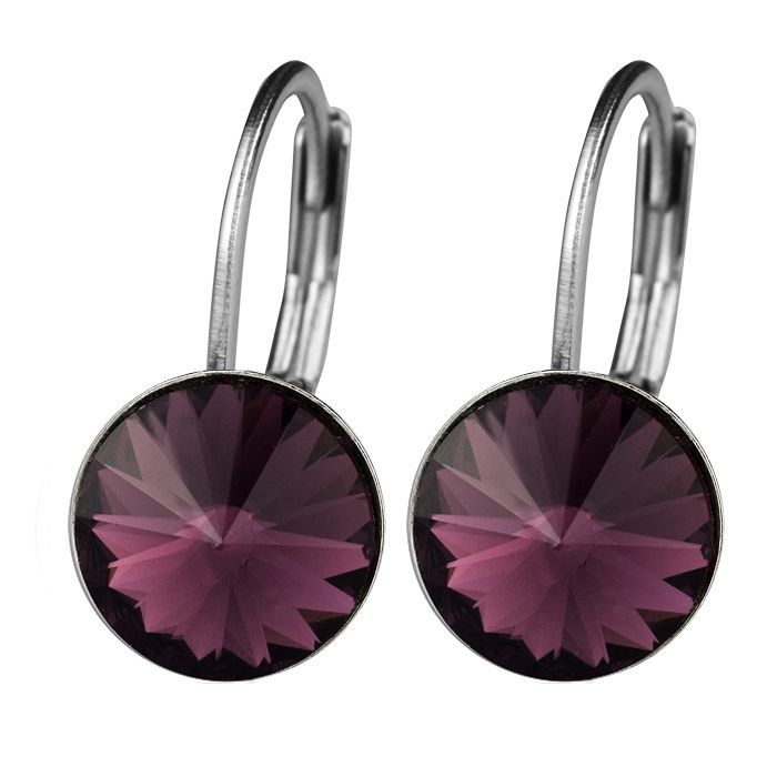 S4U Ocelové náušnice - Wine Red, 8 mm - NBSS08-WR