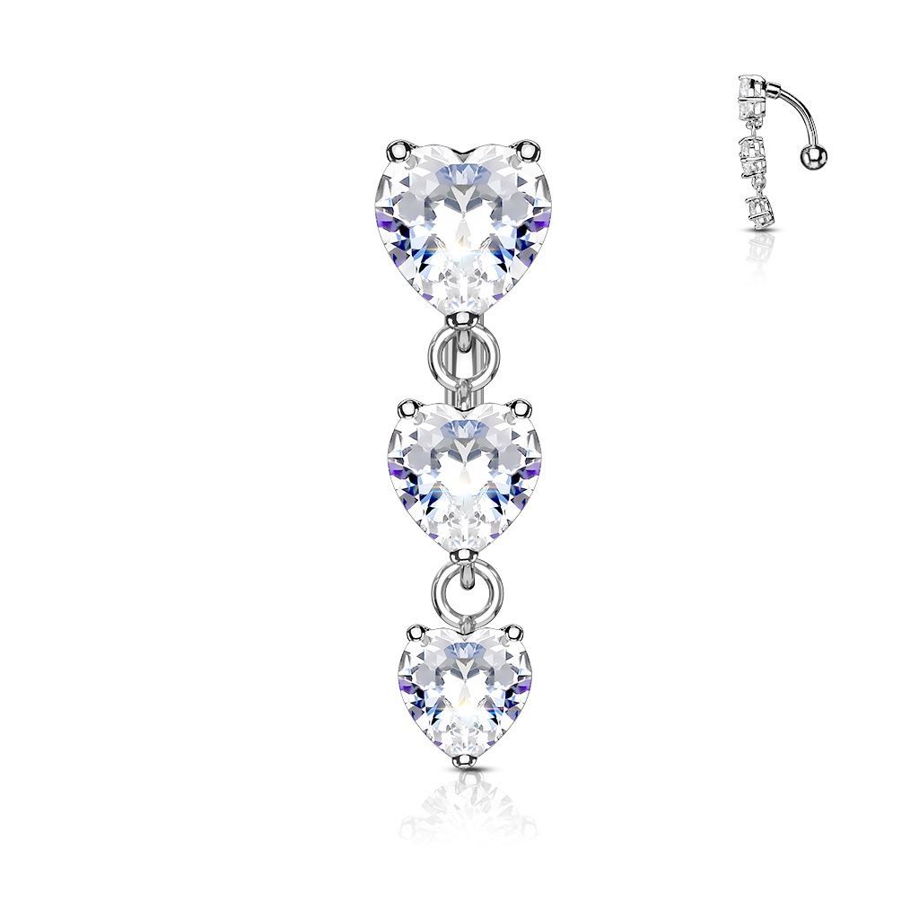 Levně Obrácený piercing do pupíku se srdíčky - WP0009-C