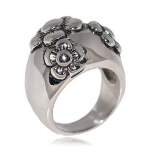 Ocelový prsten s kytičkami