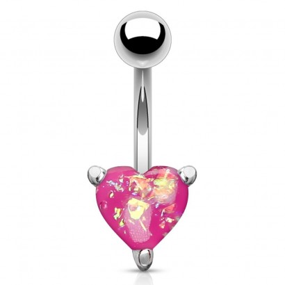 Piercing do pupíku srdíčko růžové