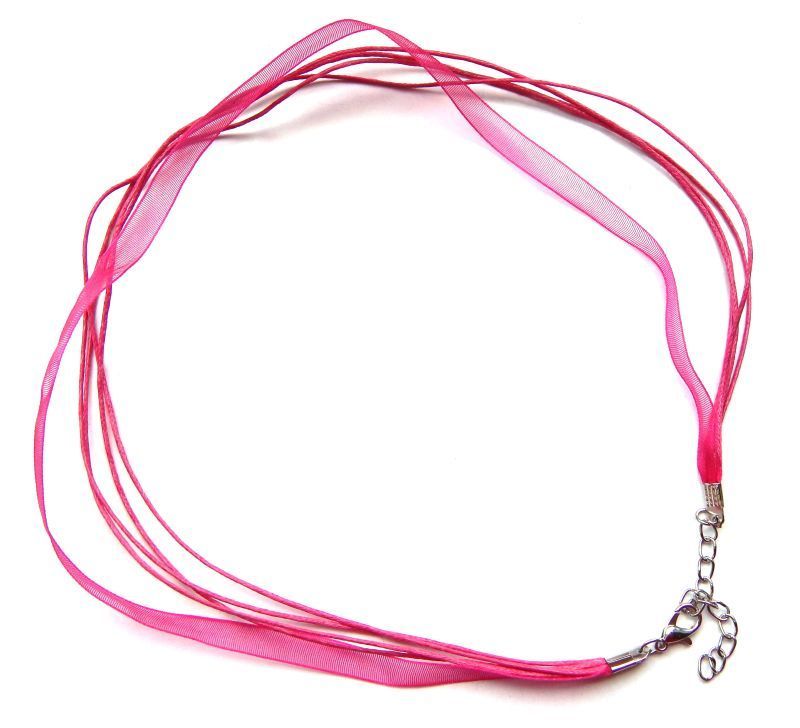 Tmavě růžová šňůrka na krk z organzy